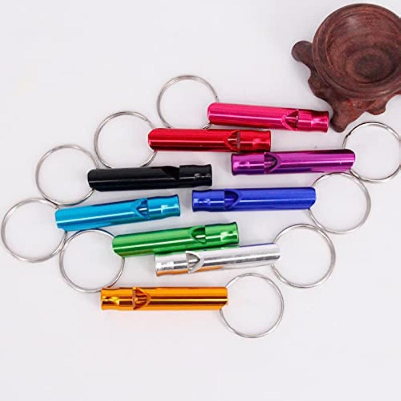 Meikakka Emergency Whistle Outdoor Sport,Women Man GiftsKeychain,High Pitch Creative Whistle Aluminum Alloy Clear Sound Whistle for Camping Hunting Hiking Training，Random Color - BeesActive Australia