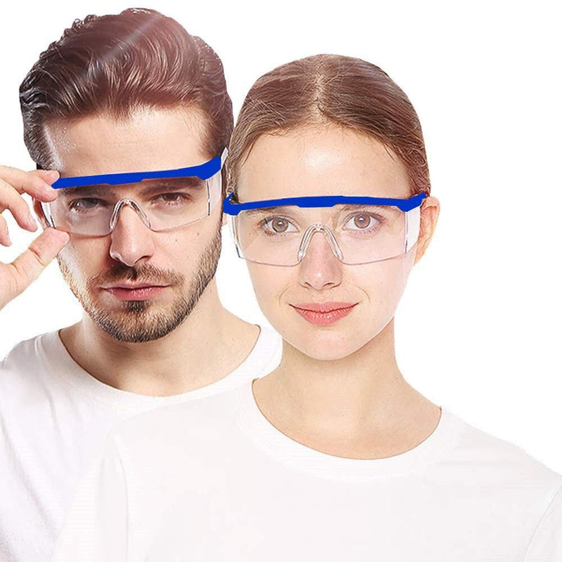 3 PACK Protective Goggles Safety Glasses with Clear Anti Fog Scratch Resistant Wrap-Around Lenses and No-Slip Grips , Protective Eyewear For men & Women Blue Color - BeesActive Australia