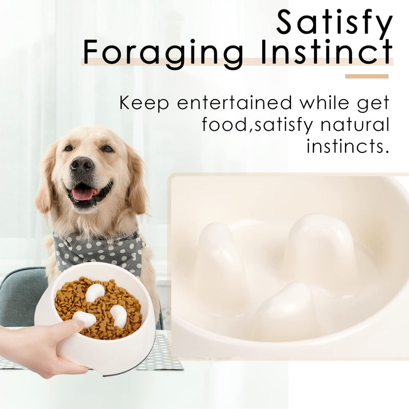 SUPERDESIGN Slow Feeder Dog Bowl Cat Bowl - Slow Eating Habit Maker Dog Cat Food Bowl Anti-Gulping Puppy Slow Feeder Bowl for Dry Wet Raw Food Non-Slip Slow Feeder for Small Medium Large Super Design Round-Gream White 1 Cup - BeesActive Australia
