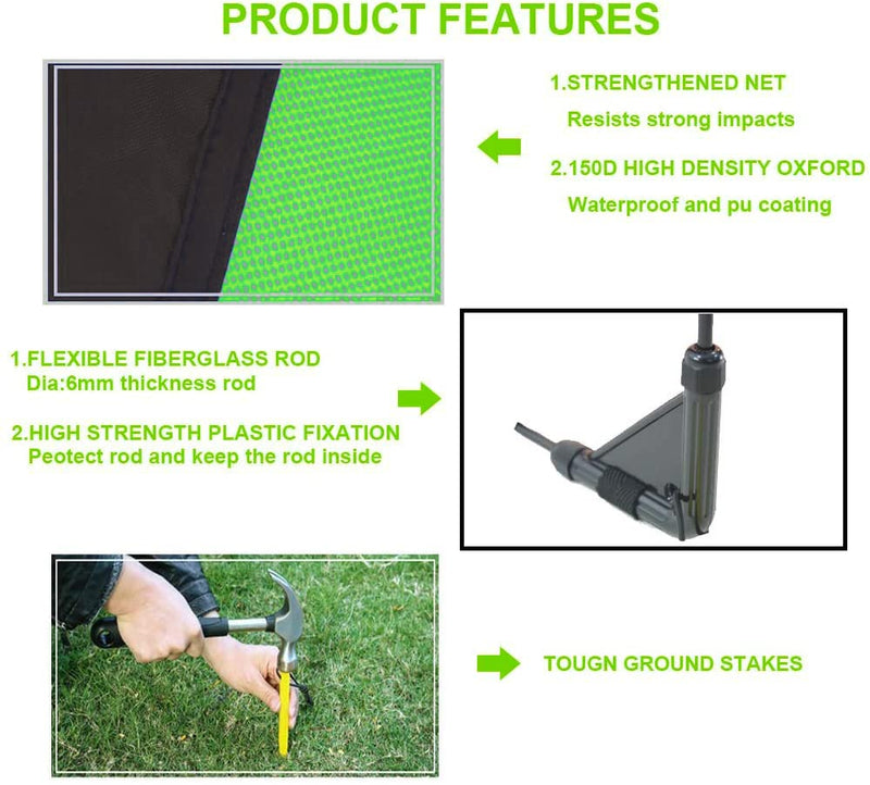 porayhut Pop up Soccer Net Soccer Goal for Kid Easy-up ,Set of 2 ,Portable 210D Oxford with 8 Field Marker Cones & Extra Stakes ,Fun for Backyard and Soccer Training Net - BeesActive Australia