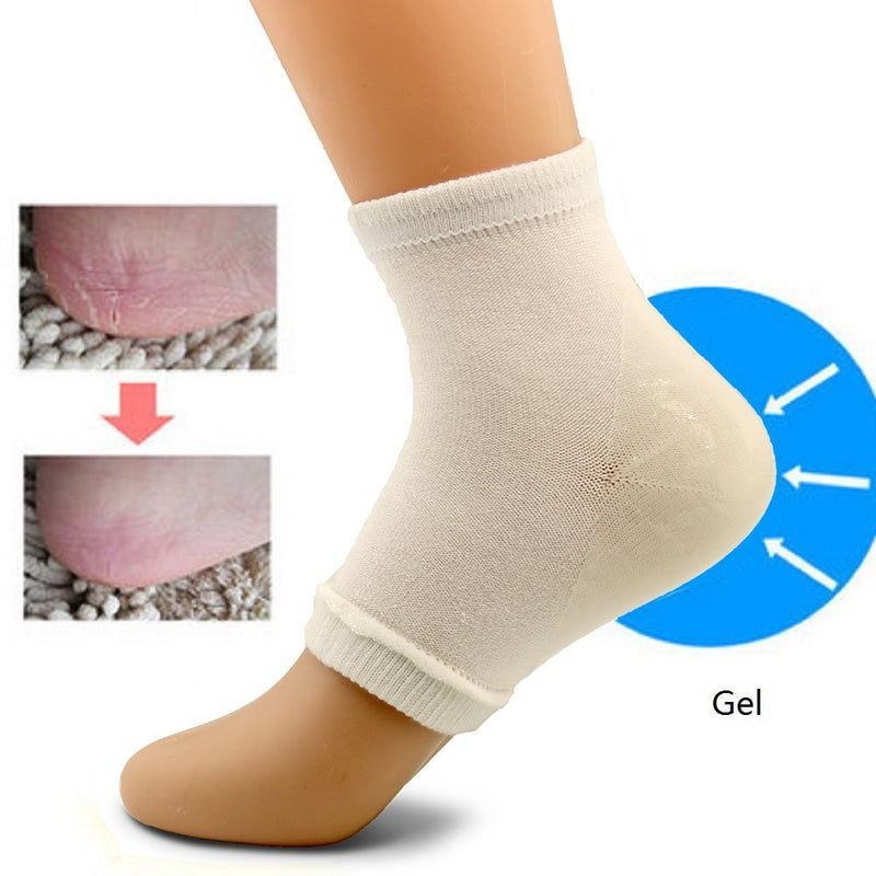 Dr.Pedi Moisturizing Heel Socks for Cracked Heel Sleeves Foot Cream for Dry Cracked Feet Gel Socks White - BeesActive Australia