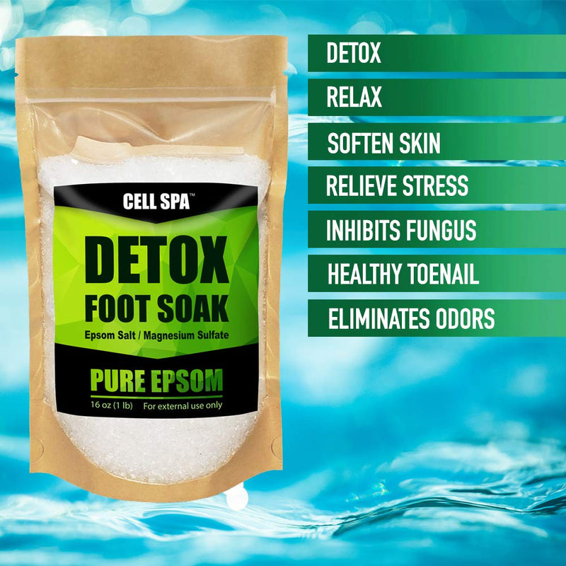 Cell Spa Detox Foot Soak Bath Premium 16 Ounce Lavender Scented Epsom Salt Magnesium Sulfate to Help Detox, Relieve Stress, Eliminate Odors & Soften Your Feet (UNSCENTED) UNSCENTED - BeesActive Australia