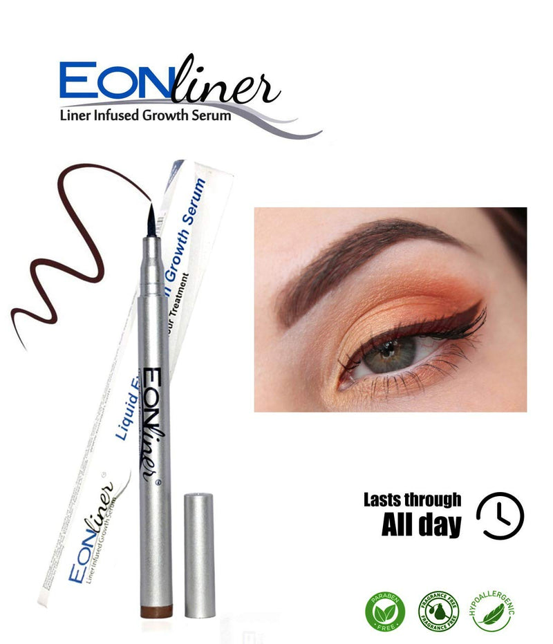 EONLiner Eyeliner Pen - Liquid Eyeliner & Lash Growth Serum – Epic Ink Liner | Super Slim Long-Lasting | Slim Tip | Smudge Proof Liquid Eyeliner - 12 Hours Treatment, Soft Brown - BeesActive Australia