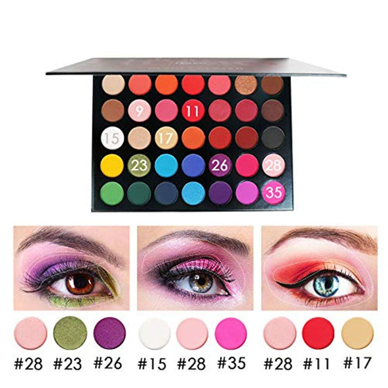 35 Color Matte Shimmer Glitter Eye Shadow, Highly Pigmented Makeup Palette, Long Lasting Eyeshadow Palette, Professional Charming Cosmetics Makeup Eye Shadow - BeesActive Australia