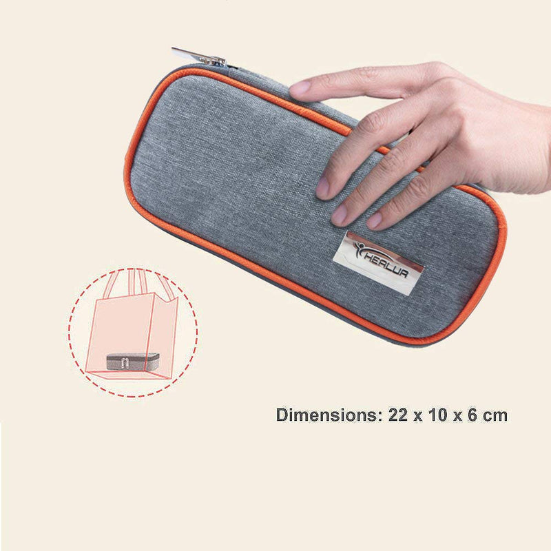 Travel Insulin Cool Bag by HEALUA- Diabetic Organizer Portable Medical Travel Cooler Case Pack with 2 X 48 Hour Extra Cool Reusable Ice Packs, Thermometer & Used Needle Pouch - Carry On Approved Size 1 Count (Pack of 1) - BeesActive Australia