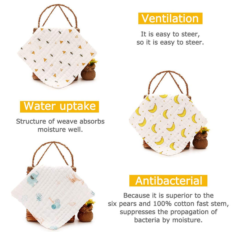 ALBOYI 7 Pack Baby Muslin Washcloths, Newborn Baby Face Towel Drool Bib Wash Cloths Handkerchief Saliva Wipes for Toddlers Boys & Girls 7pack - BeesActive Australia