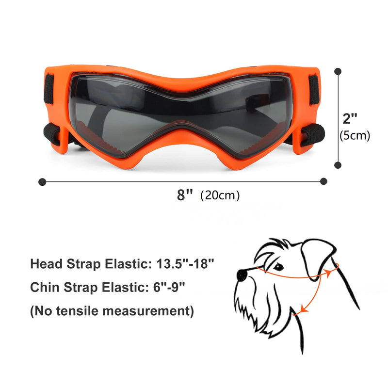 PETLESO Dog Goggles Small Breed, Easy Wear Small Dog Sunglasses, Adjustable UV Protection Puppy Sunglasses for Small to Medium Dog Orange - BeesActive Australia