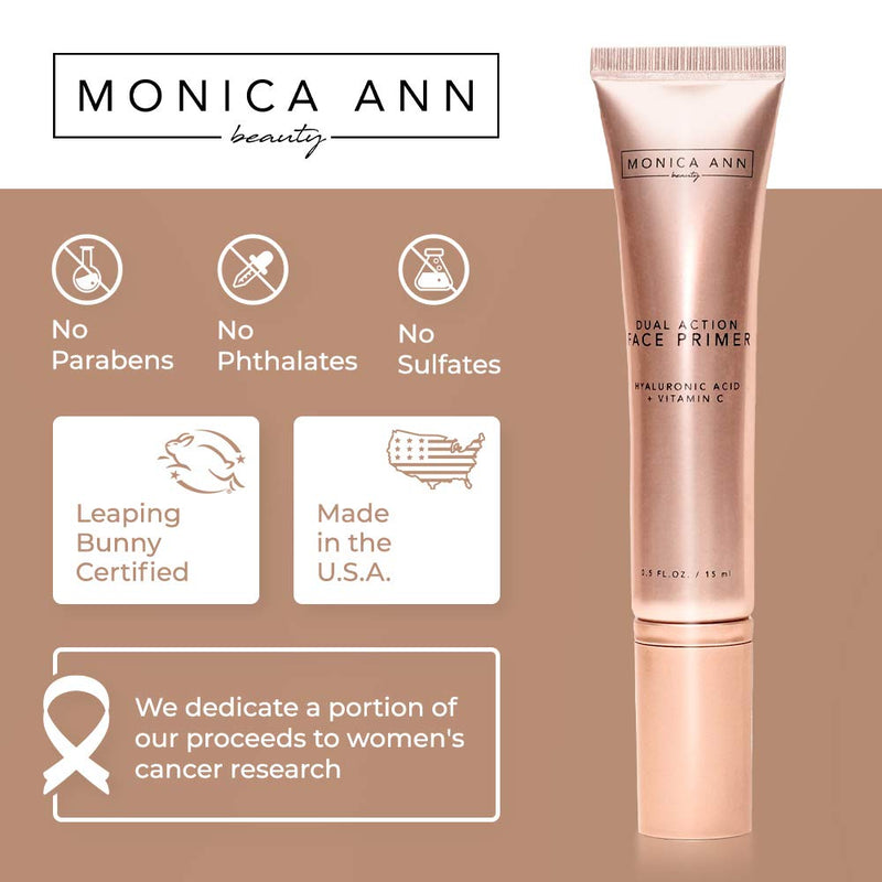 Monica Ann Beauty Dual-Action Face Primer - 15 mL | Hydrating Makeup Primer With Vitamin C & Hyaluronic Acid | Smoothing Translucent Matte Pore Minimizer | Foundation Primer For Any Skin Tone - BeesActive Australia