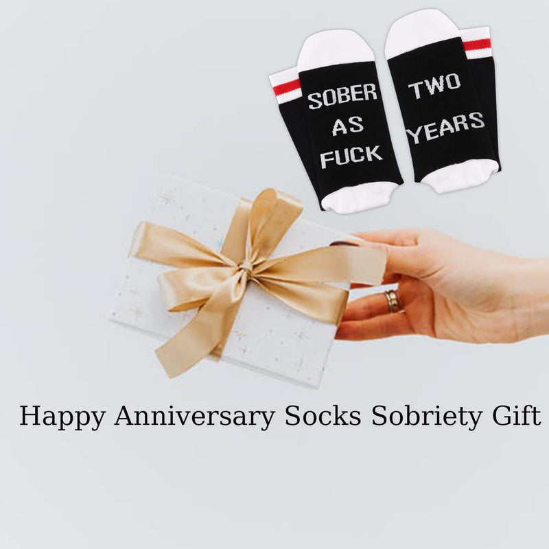 TSOTMO 2 Pairs Sobriety Anniversary Socks Sobriety Gift AA NA Recovery Socks Sober As Fuck Encouragement Gift 2 Year Fuck - BeesActive Australia