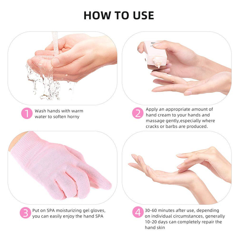 Moisturizing Gloves, Soft Gel Spa Glovers for Repairing and Softening Dry Cracked Hand Skins (Pink) Pink - BeesActive Australia