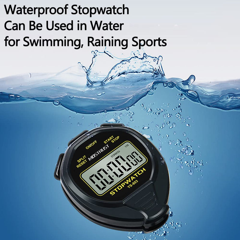MOSTRUST Digital Waterproof Stopwatch, No Bells, No Clock, Simple Basic Operation, Silent, ON/Off, Large Display for Swimming Running Training Kids Coaches Referees Teachers (Yellow) Yellow - BeesActive Australia