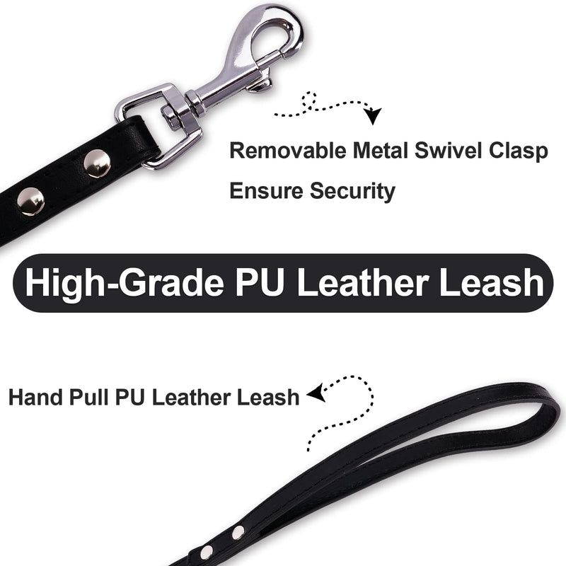 Spiked Studded Leather Dog Collar with Leash, Epesiri Rivet PU Leather Dog Collars for Pit Bull, Durable Leather Cat Collar with Spiked Studded for Small Medium Large Breed Best Gift Pet Rivet Collar Black L=13.7"-16" - BeesActive Australia