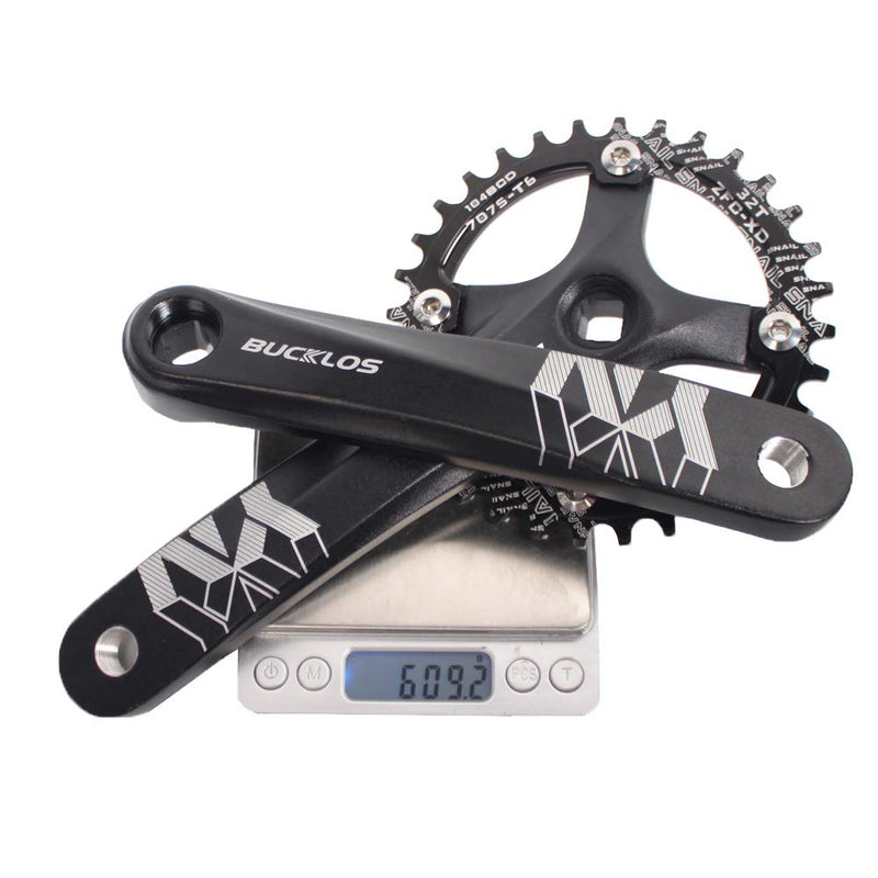 BUCKLOS ?US Stock? MTB 170mm Square Taper Crankset, 104 BCD Mountain Bike Narrow Wide Tooth Chainring 32/34/36/38/40/42T, Single Speed Round/Oval Chainring and Crank, fit Shimano, SRAM, FSA Black 32T-Oval - BeesActive Australia