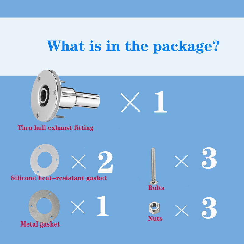 TINGZHIGO Straight Thru Hull Exhaust Fitting, Fit for 24mm Inner Diameter Hose Pipe, 316 Stainless Steel, with Bolts and Nuts?Straight? - BeesActive Australia