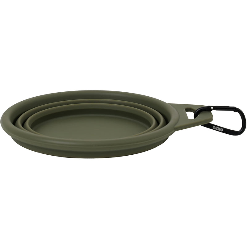 OHMO Large Collapsible Dog Bowl 30.4oz/900ml, Portable Travel Dog Bowl Water Food Silicone Bowl Premium Pet Feeding Bowl for Outdoor Camping Hiking with Hook Camouflage Green - BeesActive Australia