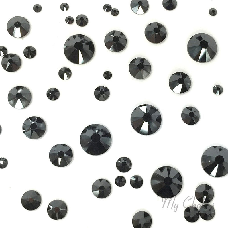 JET HEMATITE (280 HEM) black 144 pcs 2058/2088 SWAROVSKI Crystal Flatbacks rhinestones nail art mixed with Sizes ss5, ss7, ss9, ss12, ss16, ss20, ss30 - BeesActive Australia