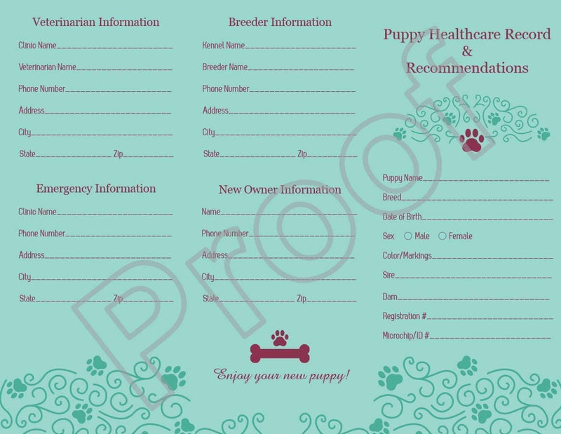 Legacy Canine Health Record - Tri-Fold - Puppy Health Record and Recommendations for New Homes - Dog Healthcare Record for Breeders 25-Pack - BeesActive Australia