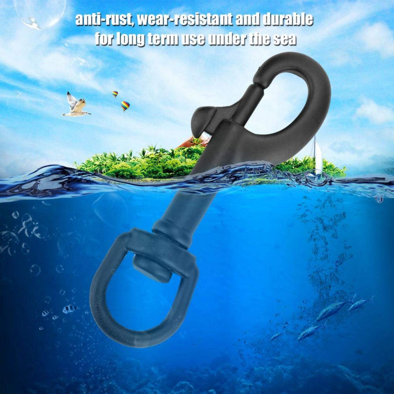 [AUSTRALIA] - Vbestlife Scuba Diving Clips, Stainless Steel Swivel Eye Snap Hook Dive Single Ended Swivel Eye Bolt Hook Buckle Dog Clip Gear Equipment for Underwater Scuba Diving Black - 75mm 