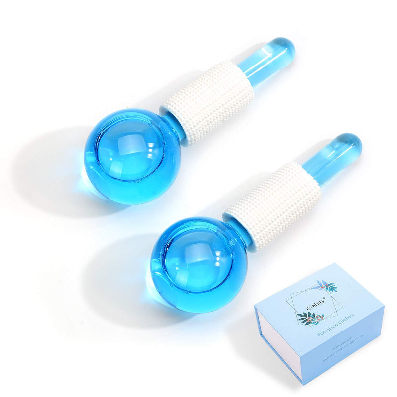 CIBLUTY ICE GLOBES for FACIAL, 2 PCS Facial Globes for Massage Tool, Facial Roller Cold Skin Massagers, Tighten Skin, Reduce Puffiness and Dark Circles, Enhance Circulation Blue - BeesActive Australia