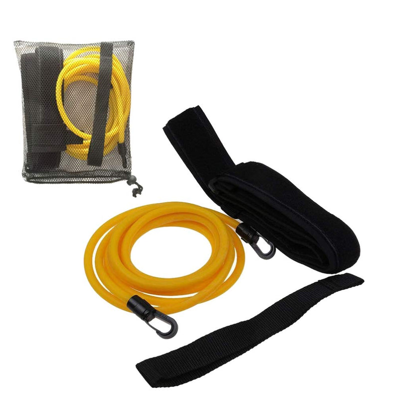 LIOOBO Swim Bungee Training Belt Swim Resistance Belt Swim Exerciser Belt Swim Tether with One Waist Strapk One Loop One Mesh Bag (6x9x4m Yellow) - BeesActive Australia
