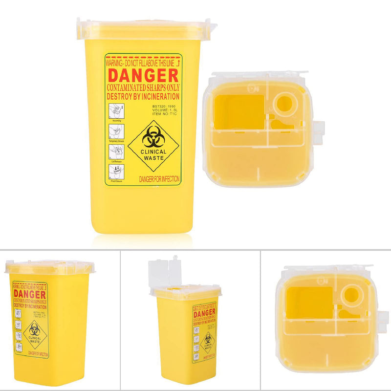 Jadeshay Needle Container, Tattoo Medical Plastic Sharps Container, Biohazard Needle Disposal Waste Box, 1L (yellow) - BeesActive Australia