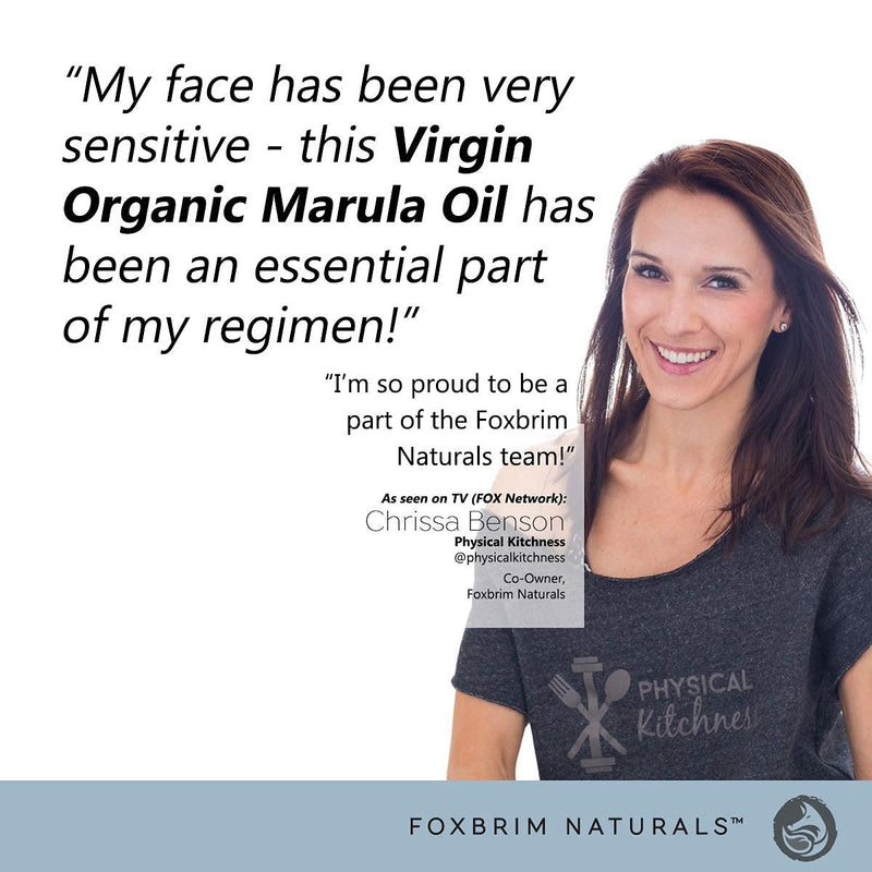 Organic Virgin Marula Oil for Face, Hair & Nails - Best for Anti Aging, Dry, Sun Damaged Skin - Facial & Body Moisturizer - by Foxbrim Naturals 2 oz - BeesActive Australia