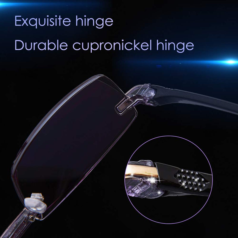 LUFF Reading Glasses Hd Anti-Blue Diamond Cut Edge Frameless Reading Glasses Blue 1.0x - BeesActive Australia