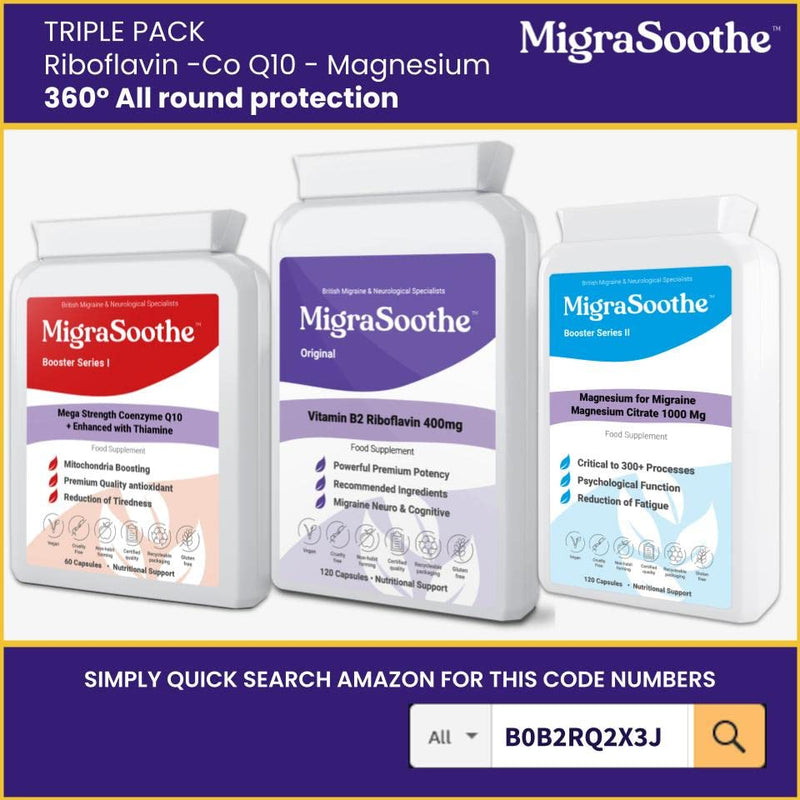 Premium Vitamin B2 Riboflavin 400mg per Capsule 120 Days Supply - Migrasoothe-B Pharma Manufacturing Standards UK Made Migraine Support, Stress, Tremors & Energy Vegan. Nice Recommended Vitamin B2 400 - BeesActive Australia