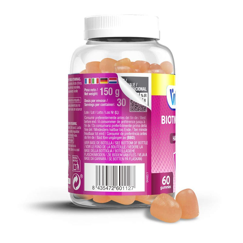 VITALDIN Biotin & Collagen Gummies � Beauty Supplement � 2500 mcg Biotin, 100 mg Collagen, Vitamins C + E � 60 Chewable Gummies (1 Month Supply), Citrus Flavour � Hair & Skin Support � Gluten Free - BeesActive Australia