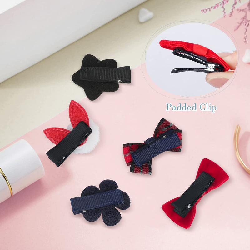 PetsHome Dog Hair Clips 5 Pcs Cat Dog Hair Bows Pet Hair Barrettes Crown Hair Pins Handmade Cute Patterns Dog Grooming Hair Accessories for Pet Cat Dog Red - BeesActive Australia