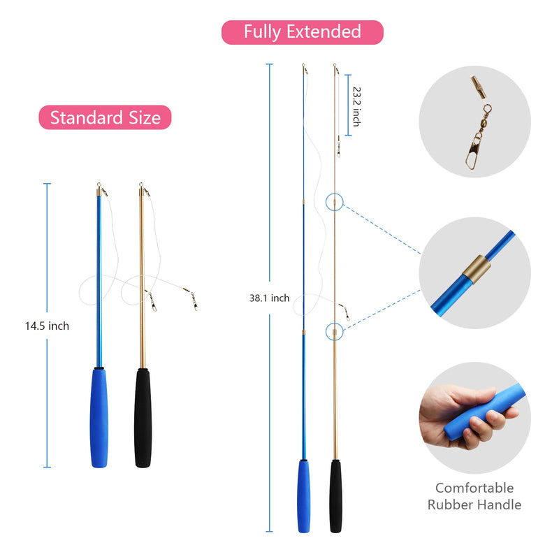 Cat Toys, 12PCS Interactive Kitten Toys, Retractable Indoor Cat Wand Toys with Replacement Teaser, Interactive Rainbow Ribbon and Make Exercise for Kitten or Cats by Sunshinetop - BeesActive Australia