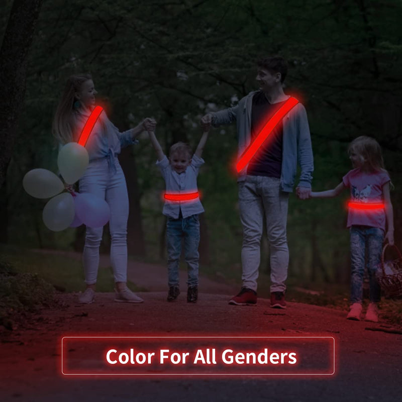 esonstyle LED Reflective Belt USB Rechargeable Running Gear,High Visibility Light Up Waist Belt for Men/Women/Kids Walking, Cycling,Camping Night Satety Outdoor Sports Red - BeesActive Australia