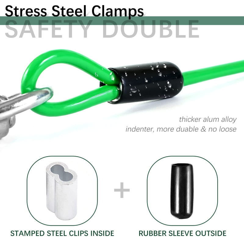 Dog Tie Out Cable, Dog Runner for Yard and Camping, 30FT Dog Chains for Outside, Dog Run Cable Heavy Duty with Shock Absorbing Spring, Dog Tie Out Lead for Small Medium Large Dogs Up to 250lbs… Green - BeesActive Australia