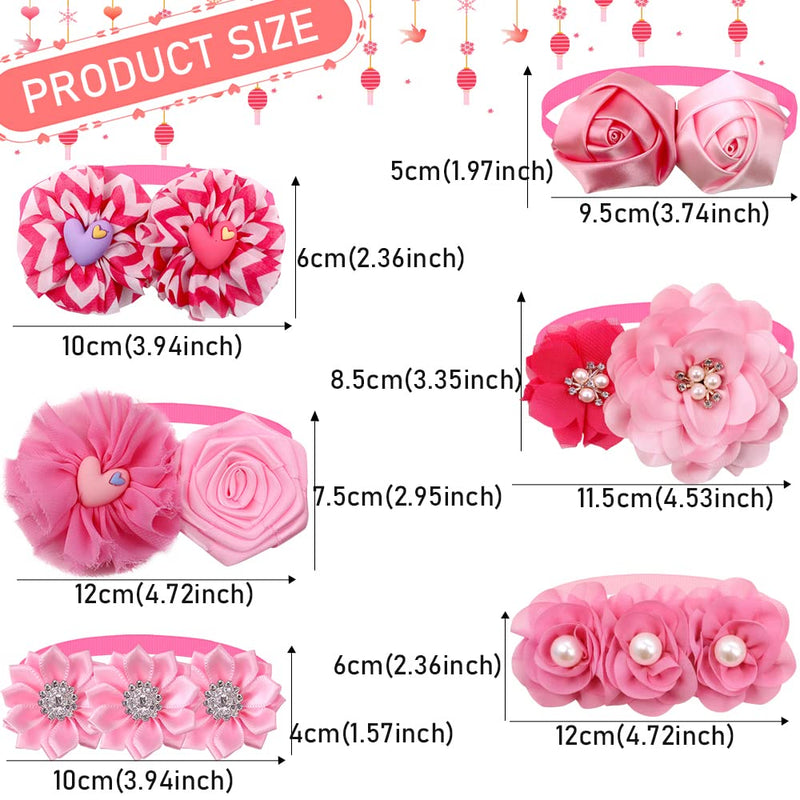 Valentine's Puppy Dog Bowtie Flower Combination 10pcs/Pack Dog Bows Necktie Styles Red Rose Pink Dog Accessories - BeesActive Australia