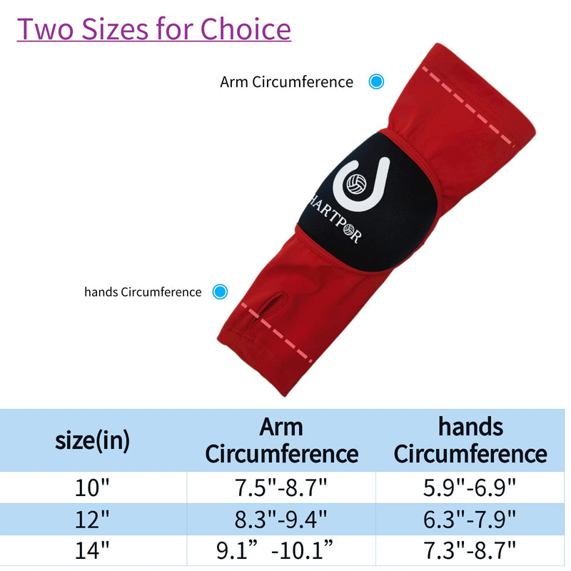 Volleyball Arm Sleeves Passing Forearm Sleeves with Protection Pad and Thumbhole for Youth Protect Arms from Sting 1 Pair Red 14“ - BeesActive Australia