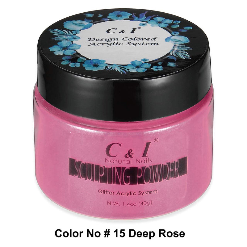 C&I Acrylic Powder, 15 Deep Rose, 3 D Nail Flower, Sculpting Nail Powder, 1.4 oz, 40 g - BeesActive Australia