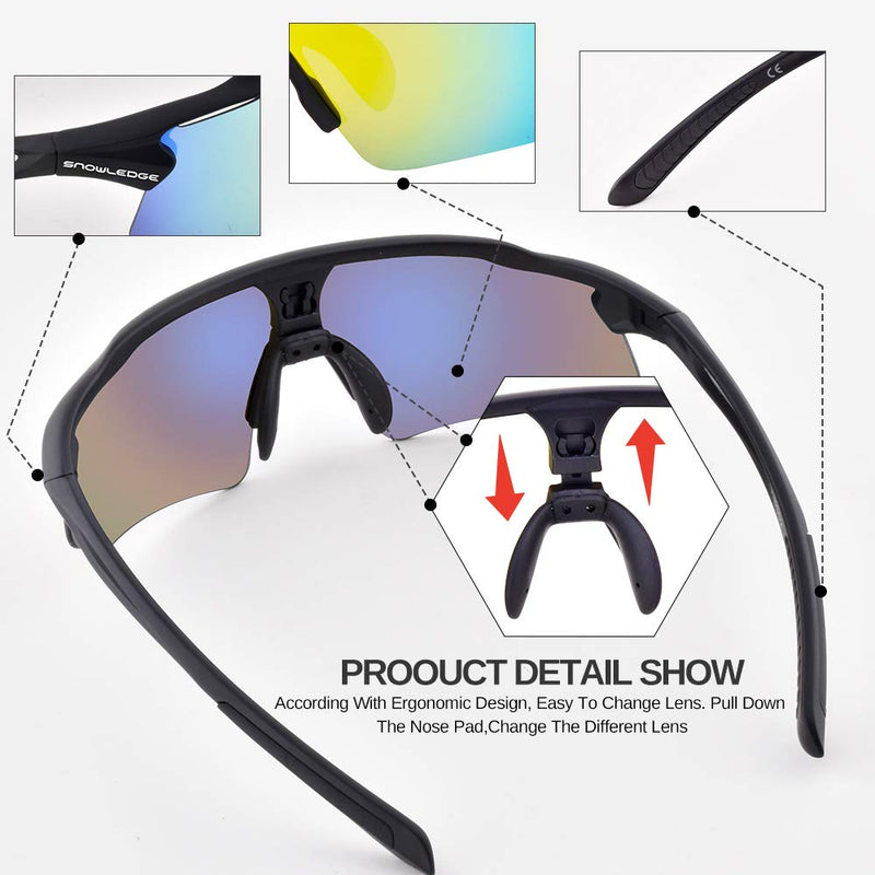 Cycling Glasses, TR90 Unbreakable Frame Polarized Anti-UV400 Sports Sunglasses 502/Mb-revo-gd #A-502(5 Lenses) - BeesActive Australia