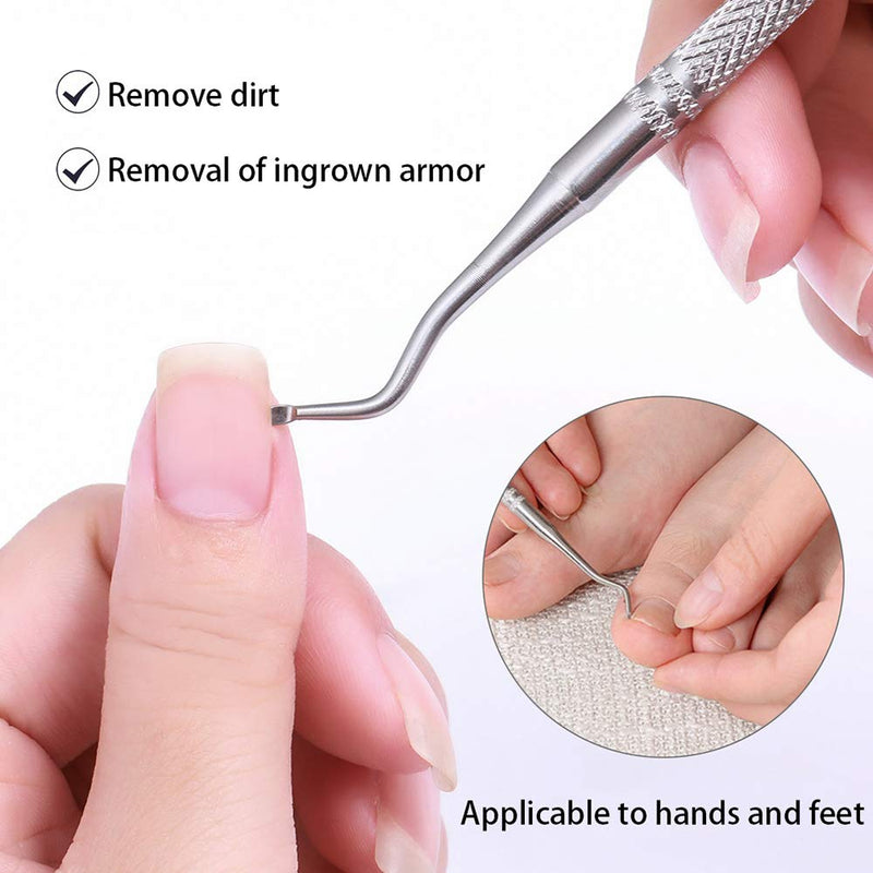 Huture Stainless Steel Cuticle Nippers with Cuticle Clipper Cutter Remover Pedicure Manicure Tool Cuticle Pusher Dead Skin Remover Scissor Plier Durable Pedicure for Fingernails and Toenails Silver - BeesActive Australia