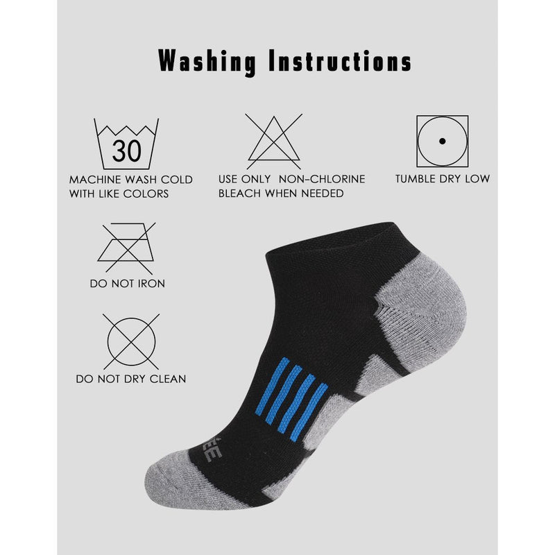 JOYNÉE Men's 6 Pack Athletic No Show Performance Cushioned Low Cut Running Socks Black(6 Pairs) - BeesActive Australia