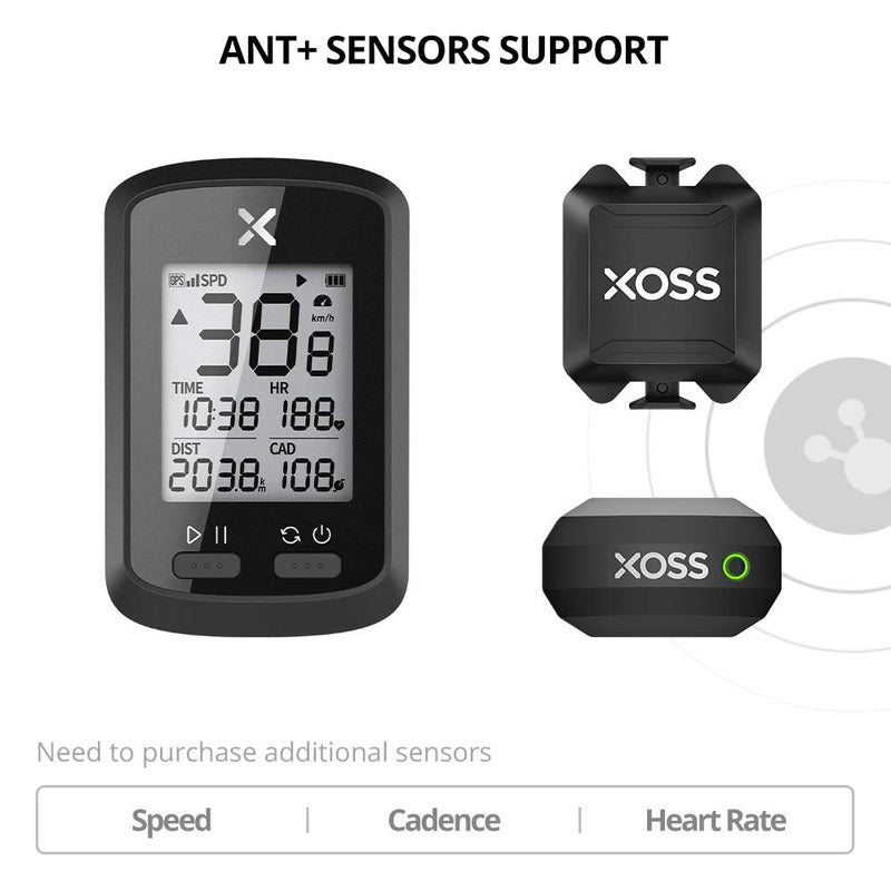 XOSS G+ GPS Bike Computer, Bluetooth ANT+ Cycling Computer, Wireless Bicycle Speedometer Odometer with LCD Display, Waterproof MTB Tracker Fits All Bikes (Support Heart Rate Monitor & Cadence Sensor) - BeesActive Australia