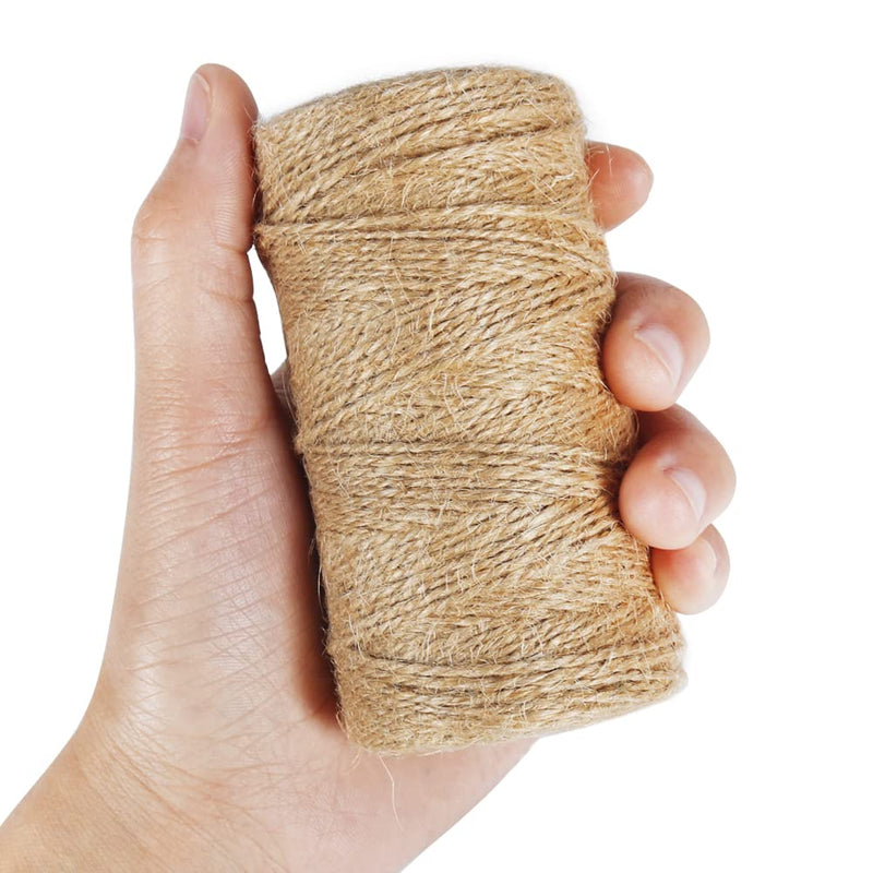 Tenn Well Natural Jute Twine, 328 Feet 2Ply Rustic Twine String for Crafts, Gift Wrapping, Packing, Christmas Decoration and Gardening Applications 328FT - BeesActive Australia
