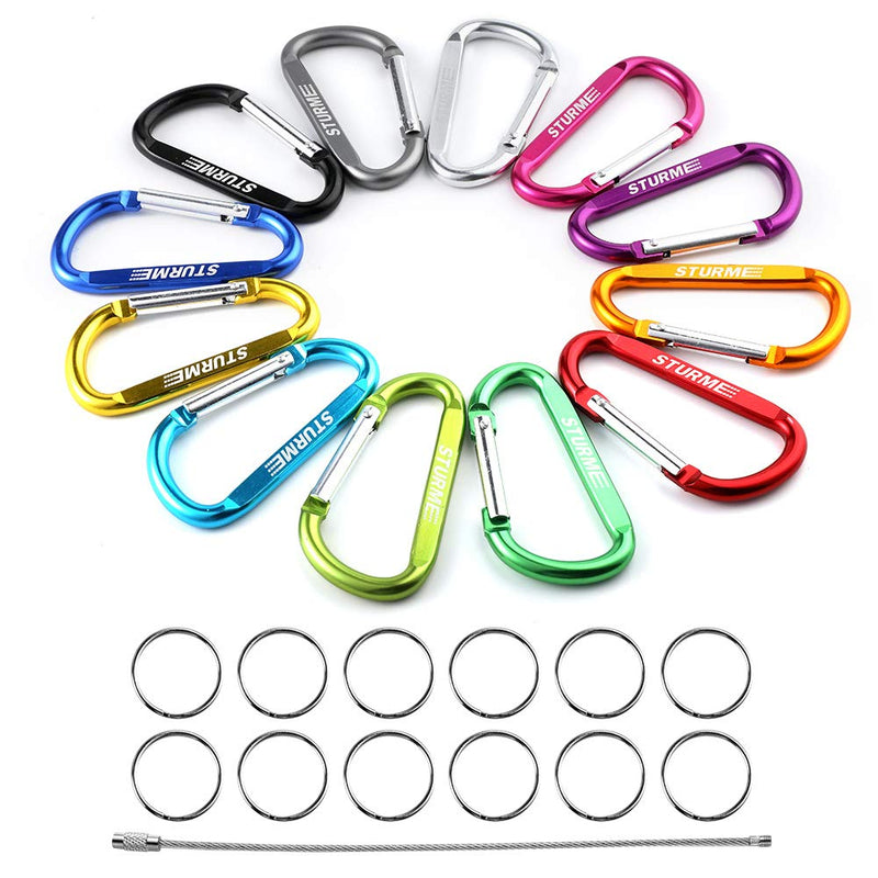 STURME 12pcs Carabiner Clip 3" Small Durable Carabiner Keychain Carabeaner Hooks Assorted - BeesActive Australia