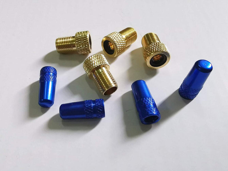 EPSVCSEWN Anodized Aluminum Alloy Bicycle Dust Covers Presta Tire Valve Caps and Copper Presta to Schrader Bike Car Valve Adaptor Tube Pump Air Compressor Tools - BeesActive Australia