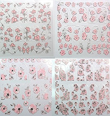 CJESLNA 3D Nail Art Stickers - 2 Sheets Nail Art Decals DIY Decorations Water Transfer Nail Care (Rose) - BeesActive Australia