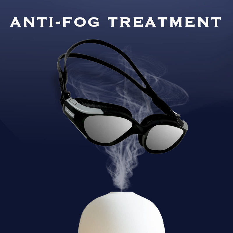 Swim Goggles - UV Polarized Swimming Goggles for Men Women Adults, Wide View and Adjustable, Anti-fog and No Leaking Black - BeesActive Australia