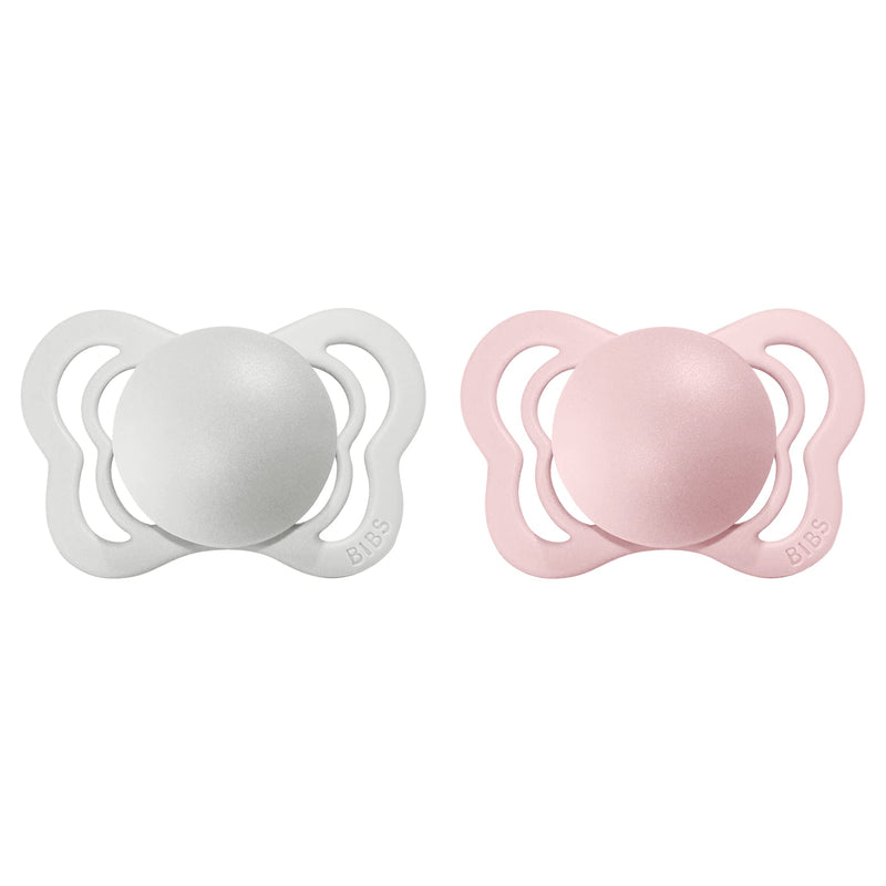 BIBS Pacifiers - Couture Collection | BPA-Free Baby Pacifier | Made in Denmark | Set of 2 Blossom/Haze Color Premium Soothers | Size 0-6 Months - BeesActive Australia