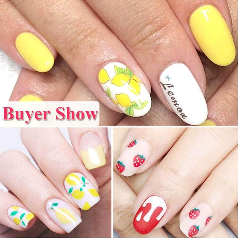 Nail Art Stickers Decals Nail Accessories Decorations Nail Supplies Nail Stickers for Women Girls Water Transfer Decals Summer Fruits 12 Sheets/Set - BeesActive Australia