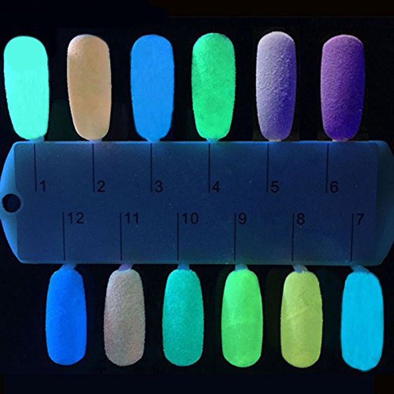 MEILINDS Night Fluorescence Pigment Ultrafine Glitter Glow Powder Nail Art Dust Luminous Decor Tip Beauty Tool 12 Colors Luminous powder - BeesActive Australia