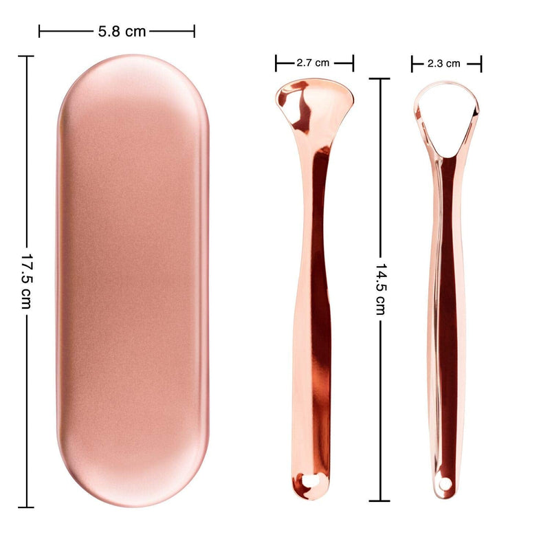 Tongue Scraper-Treatment of Dyspnea and Oral Hygiene-Tongue Cleaner Prevents Bad Breath, removes Bacteria and Natural Breath freshener (Rose Gold) - BeesActive Australia