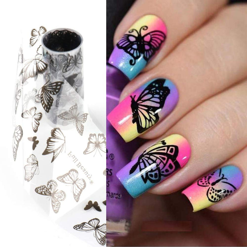 Butterfly Nail Art Foil Transfer Stickers Self Adhesive Starry Nail Sky Stickers Nail Art Supplies Set of 10 Rolls Butterflies Design Nail Decals for Women DIY Nail Art Decorations Manicure Tips - BeesActive Australia